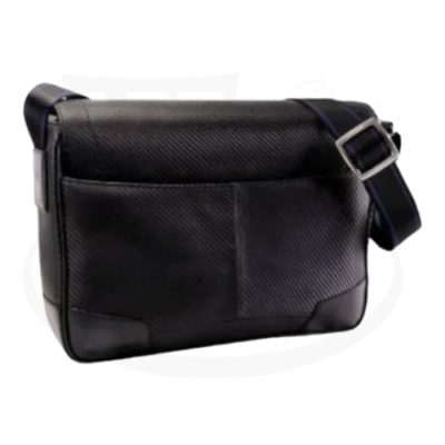Dupont Defi Black Carbon Leather Small Messenger Bag, 171000