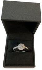 18ct White Gold Diamond Halo Ring With Certification Natural  0.50ct Centre