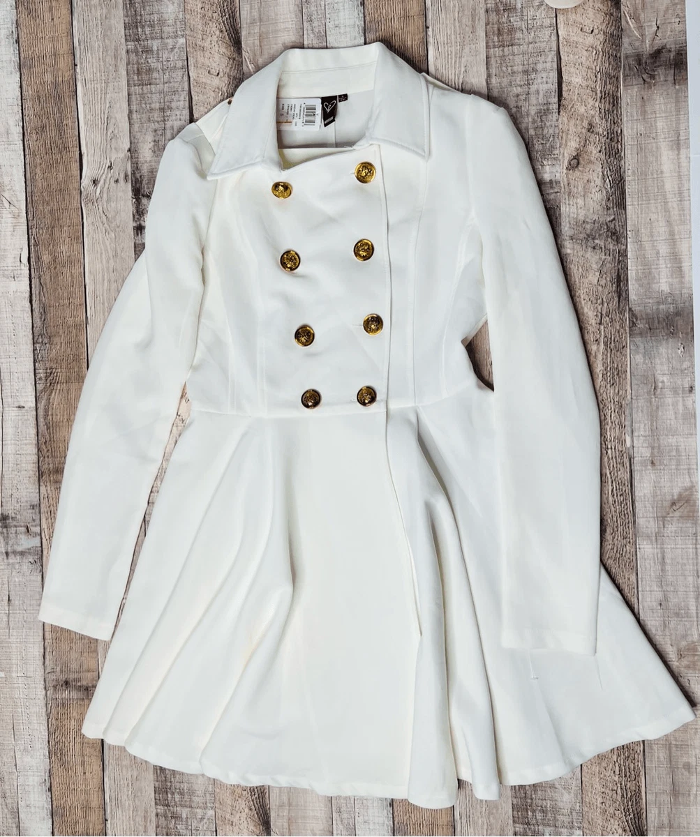 NWT Windsor Cream Full Circle Double Breasted Military Style Coat sz Small
