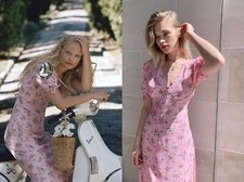 NWT FAITHFULL THE BRAND Daija Midi Dress Juliette Floral Pink Size XS(2) $189