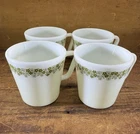 VTG Set of 4 Pyrex Crazy Daisy Spring Blossom Coffee Cups Mugs "D" Handle #1410