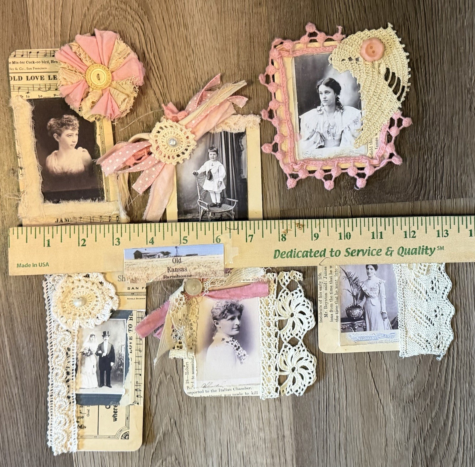 Shabby Chic JUNK JOURNAL Victorian 19 Pc Vintage Tags Embellishments
