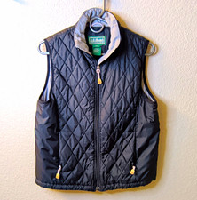 VTG 90's L.L.Bean Women s Quilted Full Zip Vest w/ Pockets Black Regular Sz M