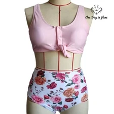 ODIJ Tie Front High Waist Bikini Size S