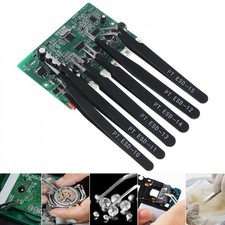 6pcs Stainless Steel Precision Anti-Static Tweezers Electronics Repair Tool Kit