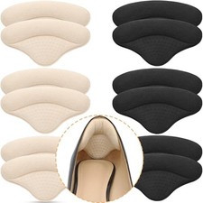 6 Pairs Heel Cushions Inserts for Loose Shoes, Heel Pads Grips Beige black