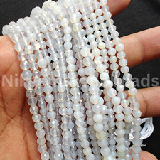 Lavender Chalcedony Gems Beads, Briolette Faceted Round Cut Stone, 4.40-5.20 MM.