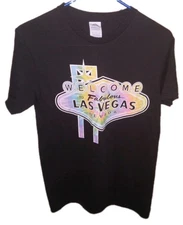 Las Vegas Sign Black T-shirt Unisex Adult's Small By Delta Apparel