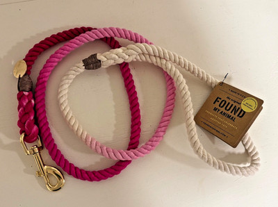 Found My Animal - Cotton Rope 5ft Long Standard Dog Leash - Magenta Pink Ombre 