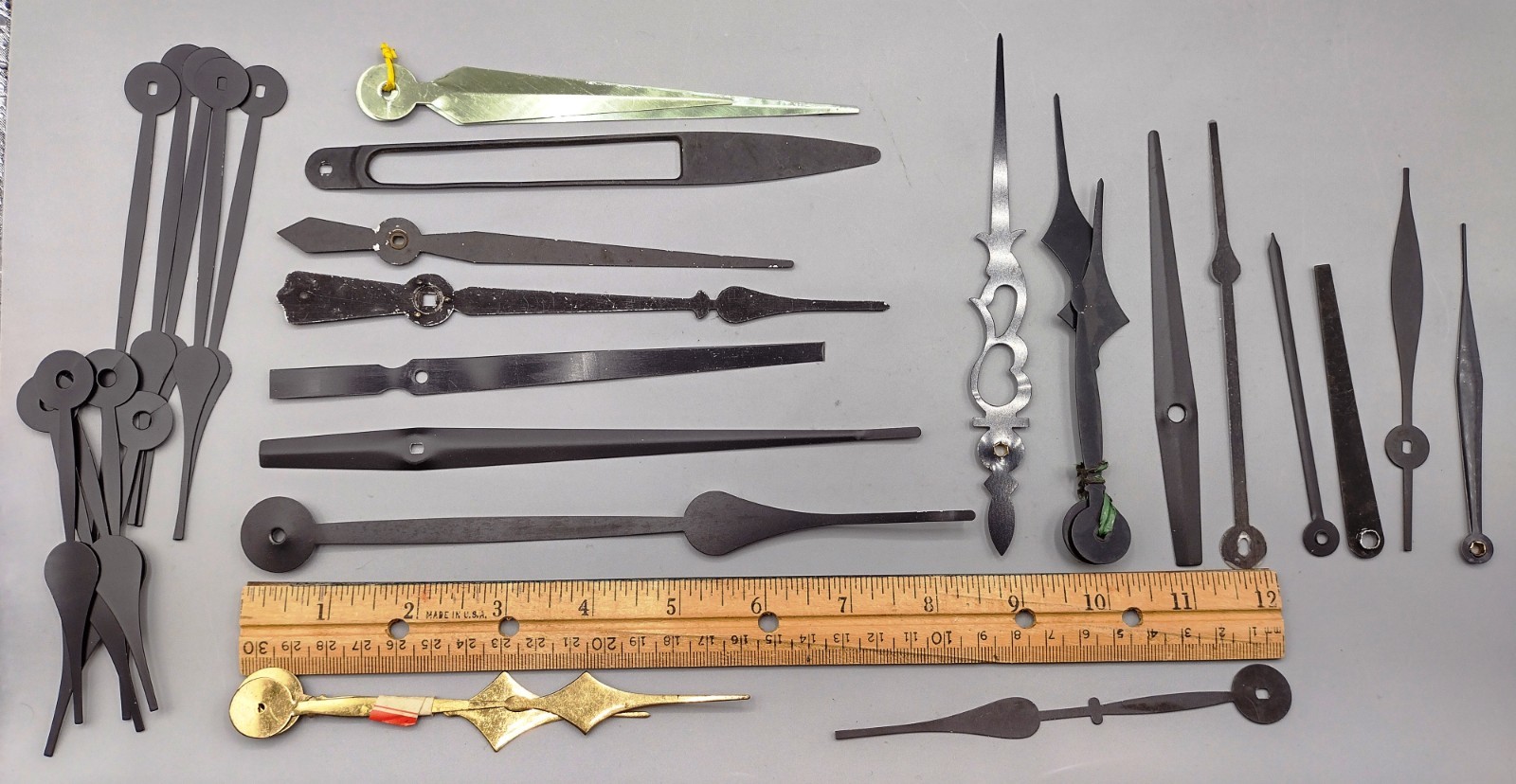 Lot of 30 Assorted Large Size Aluminum Clock Hands - Parts
