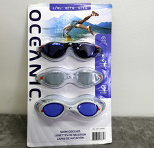 Oceanic Swim Goggles 3-Pack L/XL   Anti-Fog UV Protection Comfort Fit New 