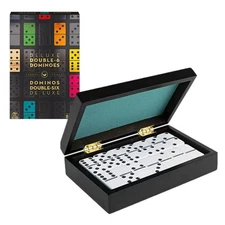 DELUXE DOUBLE-6 DOMINOES | 28 Dominoes in Lined Wood Case Cardinal Classics - B1
