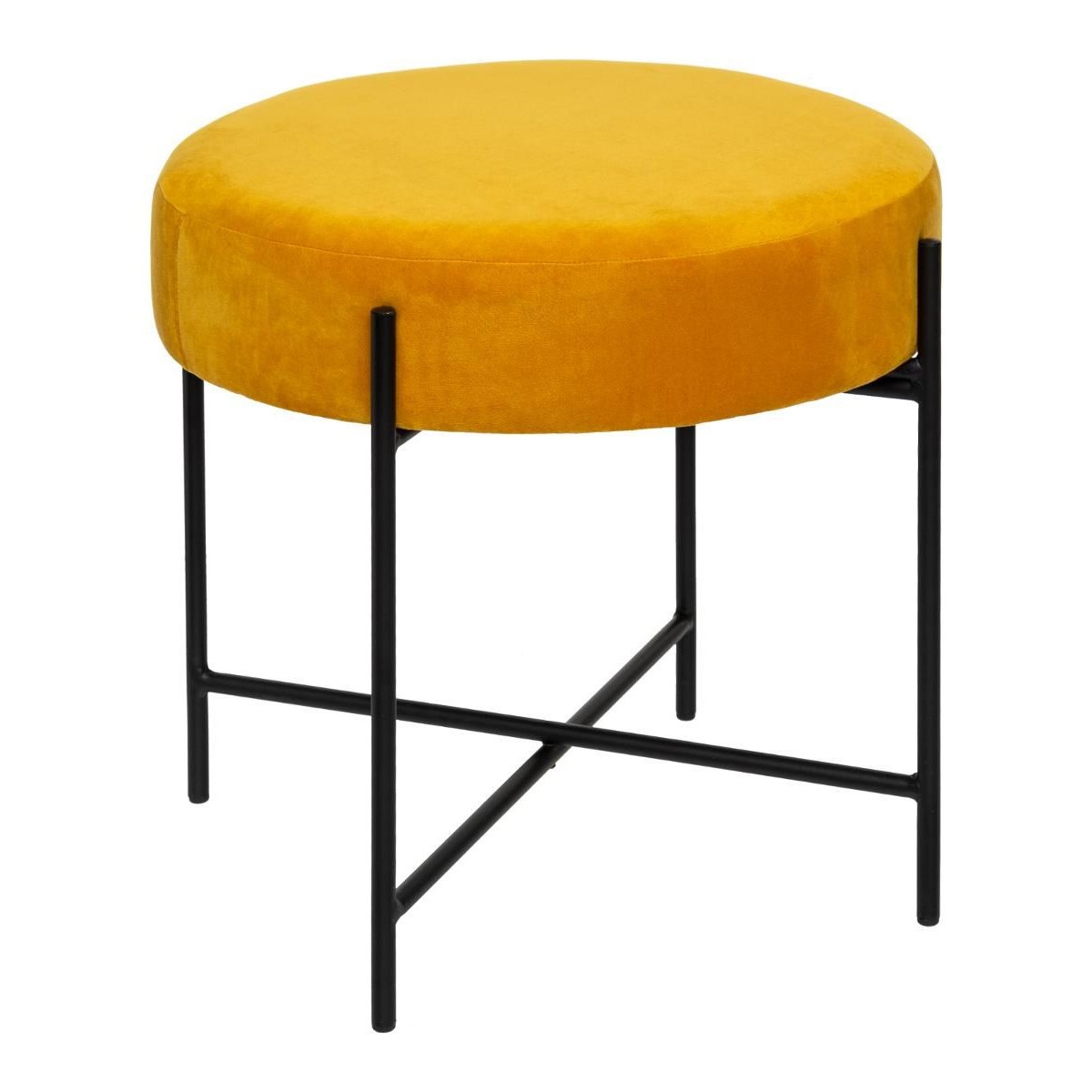 Tabouret rond en velours pour gagner de l'espace, pouf ocre Arty de 47cm