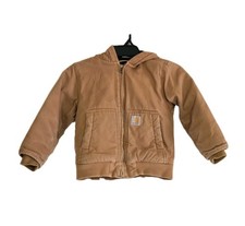 Carhartt Canvas Full Zip Jacket Hooded Quilt Lined Youth Size XXS 4-5
