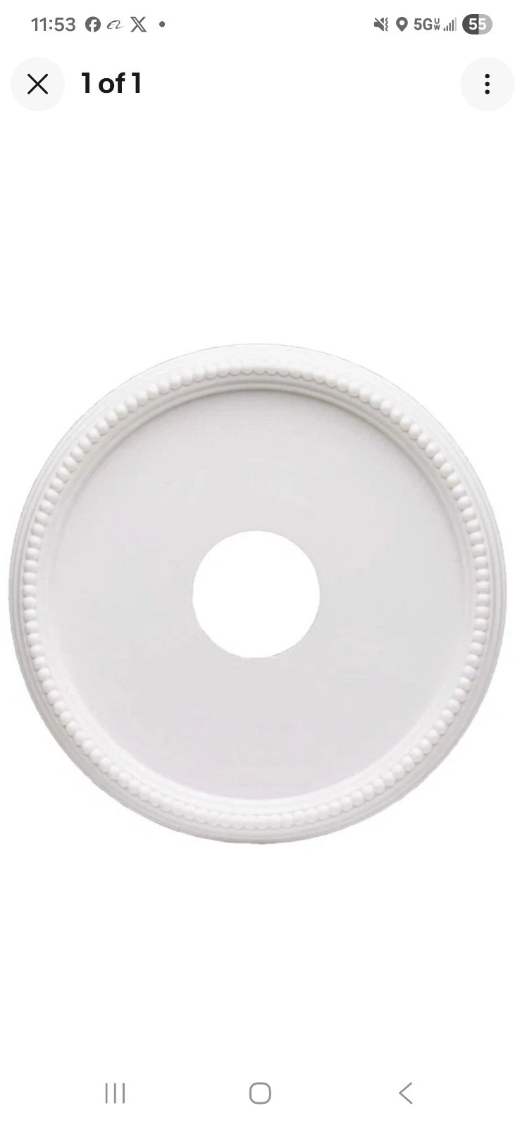 Hampton Bay 16 in White Beaded Ceiling Medallion Light Fixture Base Décor