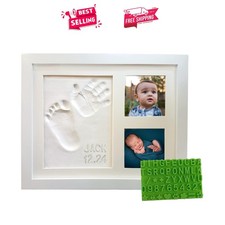 Elegant White Baby Handprint Frame with Safe Clay - Cherish Baby's First Prints