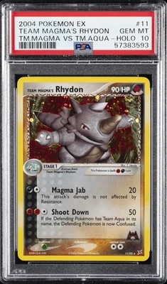 2004 POKEMON EX TEAM MAGMA VS TEAM AQUA #11 TEAM MAGMA'S RHYDON-HOLO PSA 10