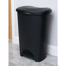 Image of Addis 50L Black Pedal Bin – Large Kitchen Rubbish Waste Bin with Foot Pedal