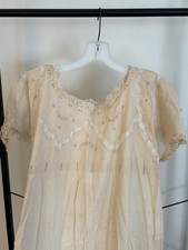 Late 1800s Nightgown Embroidered White Cotton Lace Trim