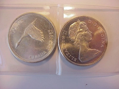 Lot of 2 1967 BU Canada Silver Goose Dollars