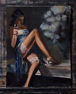 Original Ölgemälde Oil Painting Portrait Sexy Dessous Glamour Model Realism  