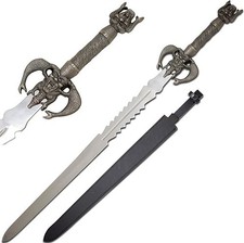Medieval Warrior Custom Handmade Fantasy Viking Sword Comes with Black Leather S