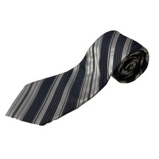 Ted Baker London Men  s 100 Silk Necktie Silver Gray Diagonal Striped Dress Tie