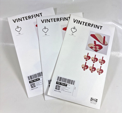 IKEA Vinterfint Red White Danish Woven Heart Kits Hanging Ornament  Set Of 3x6