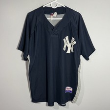 Majestic New York Yankees Navy Blue Cool Base 1 Button Baseball Jersey Mens 2XL