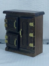 Vintage Mini Dollhouse 1:12 Concord Ice Box - Wood - Doors Work - Interior Shelf