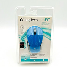 Logitech M187 Wireless Mini Mouse Blue Nano USB Portable Factory Sealed 2.4 GHz