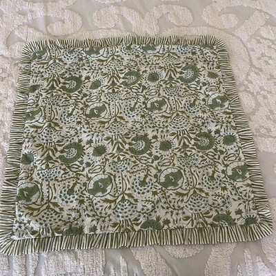 Cpc Cotton Print Club Pillow Sham Green / White Hand Block Print 100% Cotton