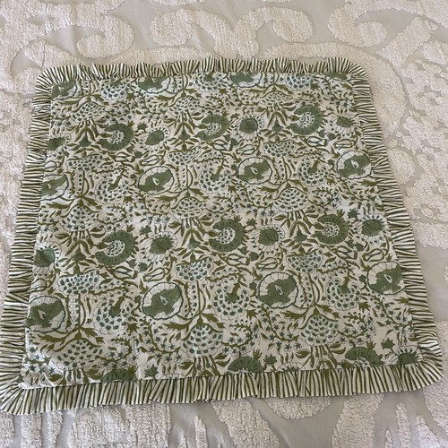 Cpc Cotton Print Club Pillow Sham Green / White Hand Block Print 100% Cotton