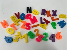 Vintage Plastic Letters & Numbers Magnetic LOT of 33 Pieces Assorted Magnets