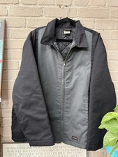 Vtg 90s Dickies Barn Chore Eisenhower Jacket 2X XXL Black Gray Quilted Work Coat