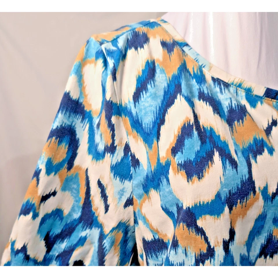 Camisa para mujer Chico Ikat estampado túnica top blusa talla 3 XL azul boho geométrico Foto 2 de 4