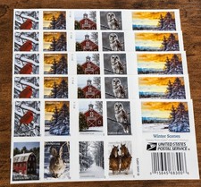 Genuine USPS Forever Stamps &ndash; Winter Scenes &ndash; 5 Sheets of 20 &ndash; 100 Stamps
