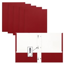 Better Office Products Red Paper 2 Pocket Folders with Prongs, 50 Pack, Matte...