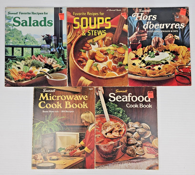 Vintage Sunset Recipe Cookbooks by Lane 1980s Lot of 5 Wok Breads Mexican