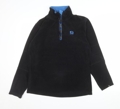 Surfanic Herren Schwarz Fleece 1/4 Zip Pullover Sweatshirt M