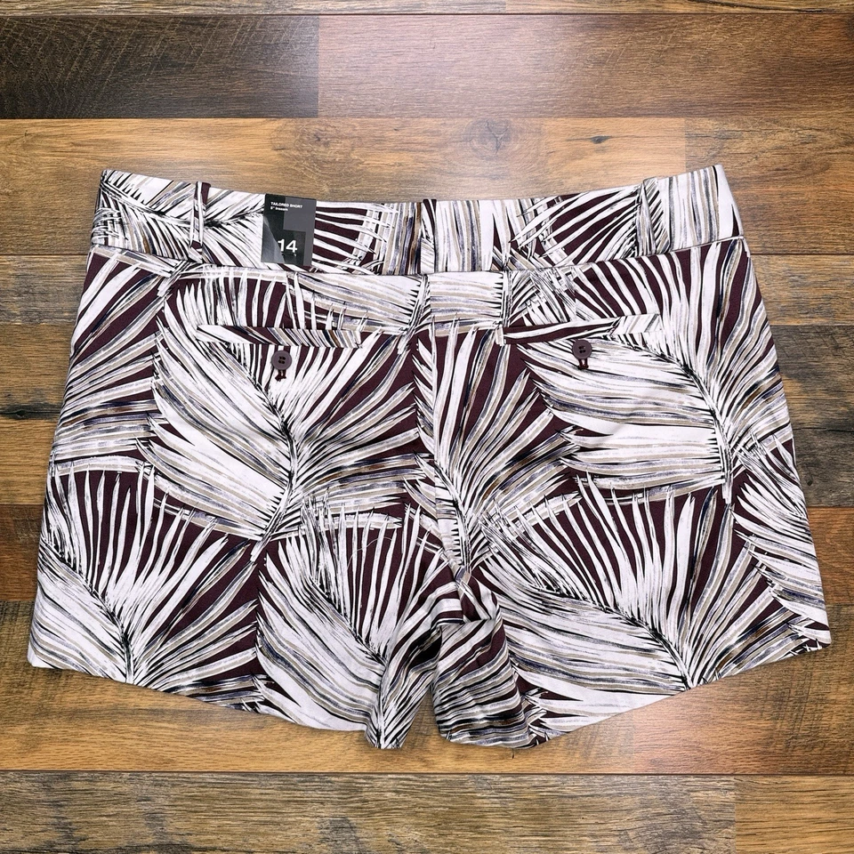 Pantalones Cortos The Limited Tailored Para Mujer 14R Blanco Borgoña 5 Pulgadas Talla Nuevos  Foto 2 de 4