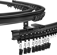 Ceiling Curtain Track, Flexible Bendable Curtain Track 8 Ft Black Curved Curtain
