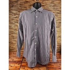 Peter Millar Mens Multicolor Gingham Check Long Sleeve Cotton Shirt Size L