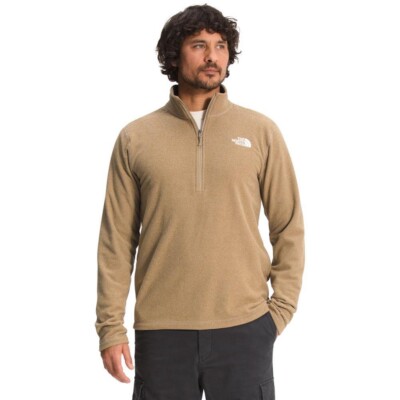 THE NORTH FACE TEXTURED CAP ROCK 1/4 ZIP FLEECE MEN'S SMALL NEW TAN