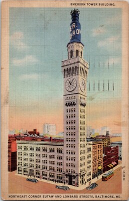 Bromo Seltzer Arts Tower Northeast Corner Eutaw & Lombard Vintage Postcard spc8