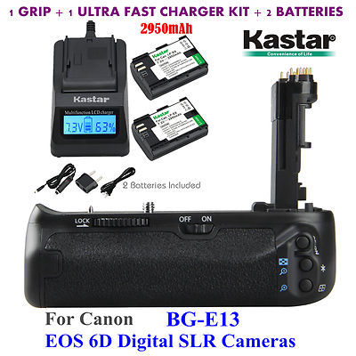 BG-E13 Battery Grip, LP-E6 Battery, Charger for Canon EOS 6D Digital SLR Camera