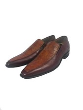 Handmade Men's Leather BROWN Crocodile  Loafers and Slip Ons Stylish Shoes-397