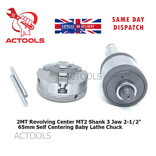 MT2 Revolving Center 65mm 2-1/2" 3 Jaw Self Centering Baby Lathe Chuck UK - Picture 19 of 20