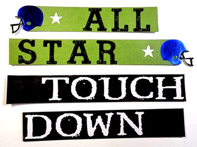Touch Down All Star Football Helmet  4pc 6'' x 1'' Foil Accents Stickers