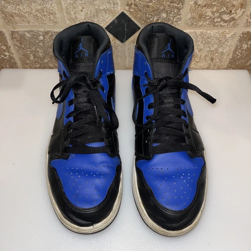 Jordan 1 Mid Hyper Royal Blue Tumbled Leather Black Nike Air 2020 554724 077